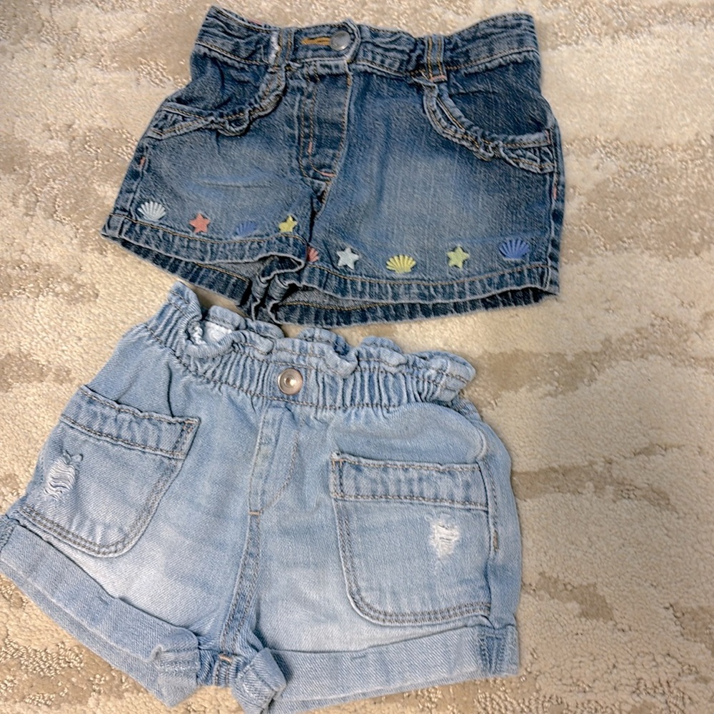 Embroidered seashell starfish Jean shorts and plain Jean shorts included!